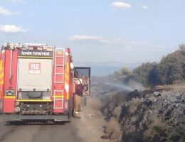 İzmir İtfaiyesi Dikili’de orman yangınına müdahale ediyor